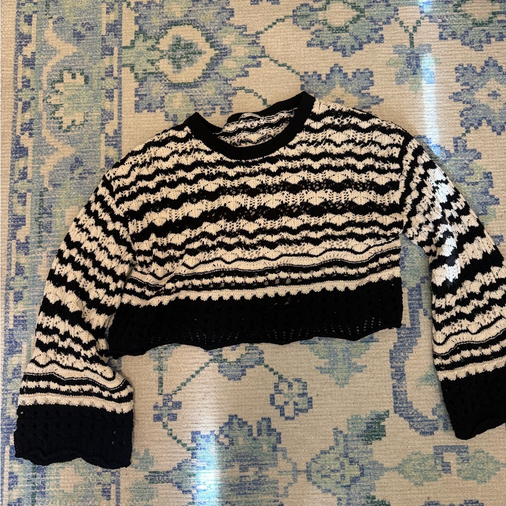 Zara Black and White Striped Sweater